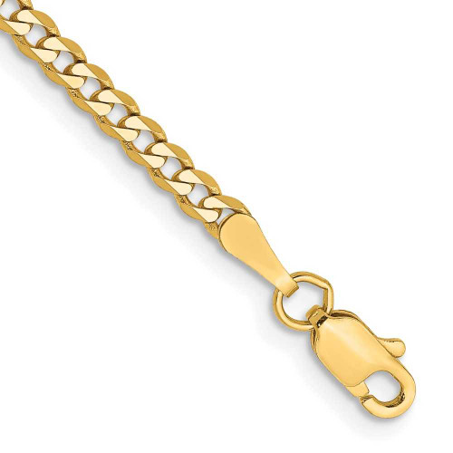 Image of 10" 14K Yellow Gold 2.3mm Beveled Curb Chain Anklet