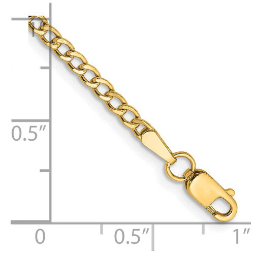 Image of 10" 14K Yellow Gold 2.5mm Curb Link Chain Anklet