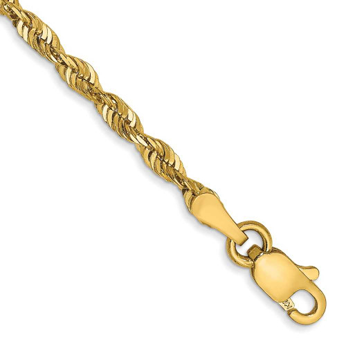 Image of 10" 14K Yellow Gold 2.5mm Shiny-Cut Extra-Light Rope Chain Anklet