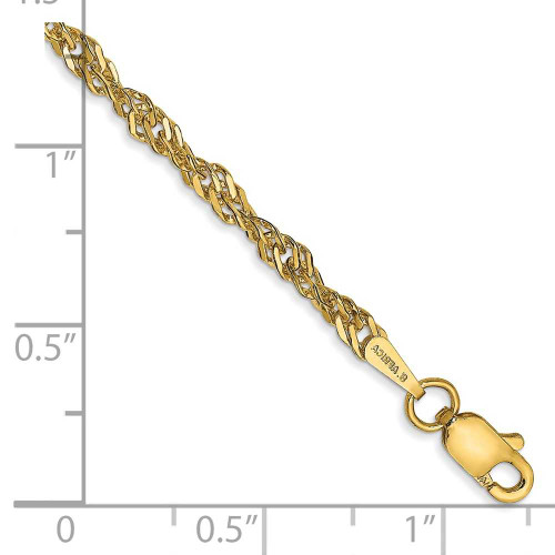 Image of 10" 14K Yellow Gold 2.75mm Lightweight Singapore Chain Anklet