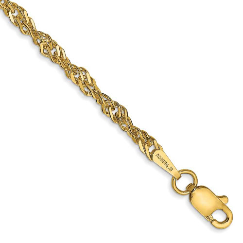 Image of 10" 14K Yellow Gold 2.75mm Lightweight Singapore Chain Anklet