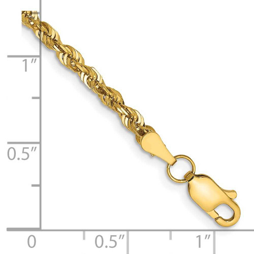 Image of 10" 14K Yellow Gold 2.75mm Shiny-Cut Extra-Light Rope Chain Anklet