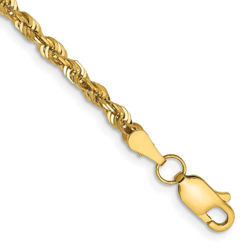 Image of 10" 14K Yellow Gold 2.75mm Shiny-Cut Extra-Light Rope Chain Anklet