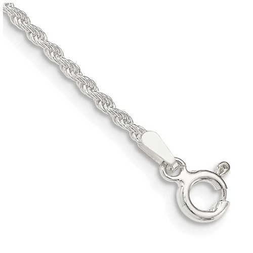 Image of 10" Sterling Silver 1.8mm Solid Rope Chain Anklet