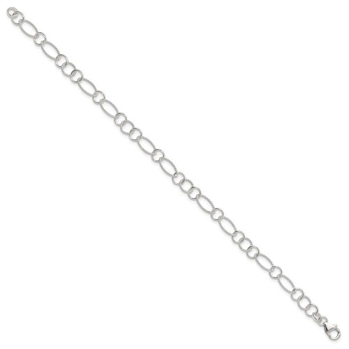Image of 10" Sterling Silver Alternating Design Fancy Link Anklet