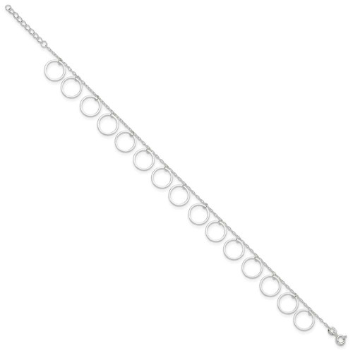 Image of 10" Sterling Silver Dangle Circles Anklet