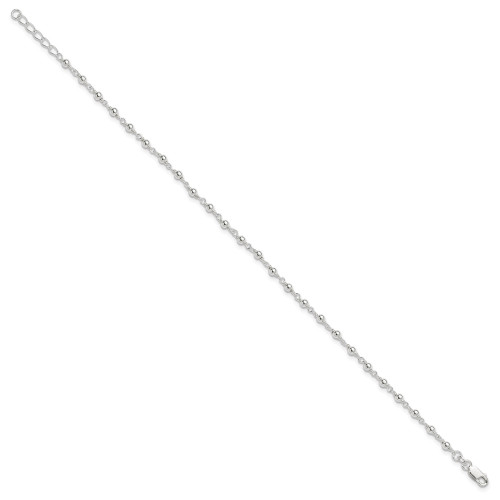 Image of 10" Sterling Silver Fancy Bead Anklet