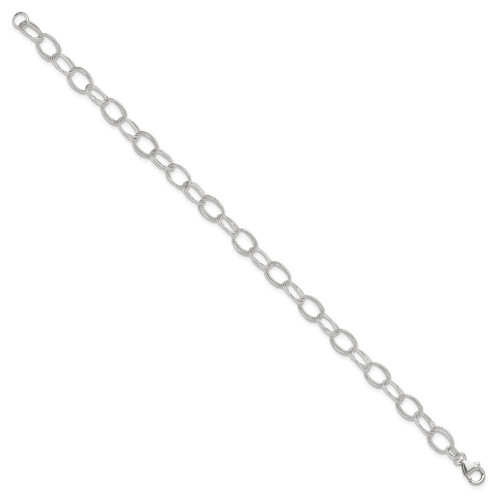 Image of 10" Sterling Silver Fancy Cutout Double Link Anklet