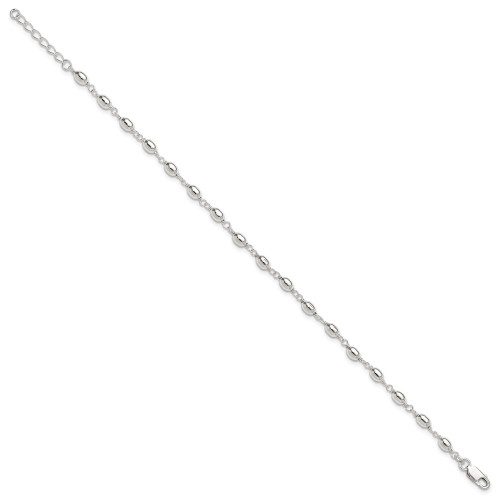 Image of 10" Sterling Silver Fancy Oval Bead Anklet
