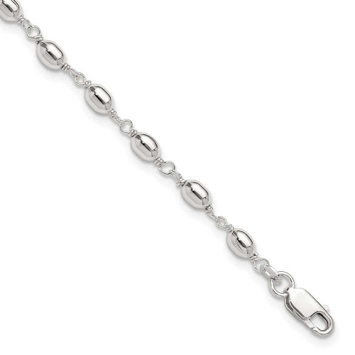 Image of 10" Sterling Silver Fancy Oval Bead Anklet
