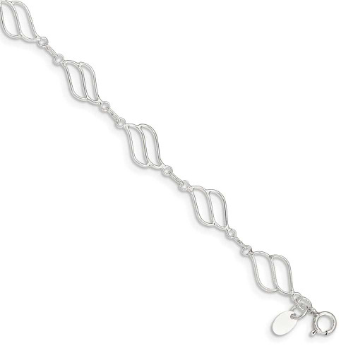 Image of 10" Sterling Silver Fancy Polished Double-Cutout Anklet