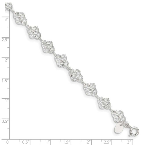 Image of 10" Sterling Silver Fancy Polished Swirl Design Anklet