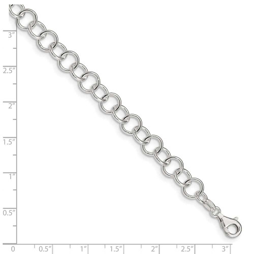 Image of 10" Sterling Silver Polished Fancy Link Anklet