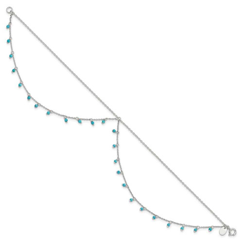 Image of 10" Sterling Silver Simulated Turquoise Double Chain Anklet Bracelet