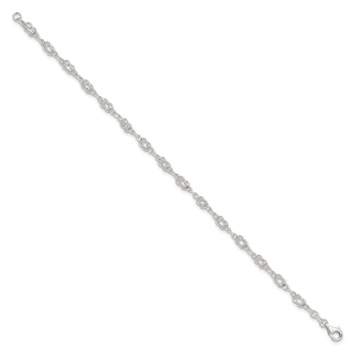 Image of 10" Sterling Silver Solid Polished Fancy Knot-Link Anklet