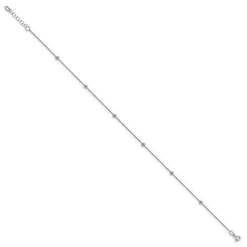 Image of 10"+1" 14K White Gold Shiny-Cut Beaded Anklet