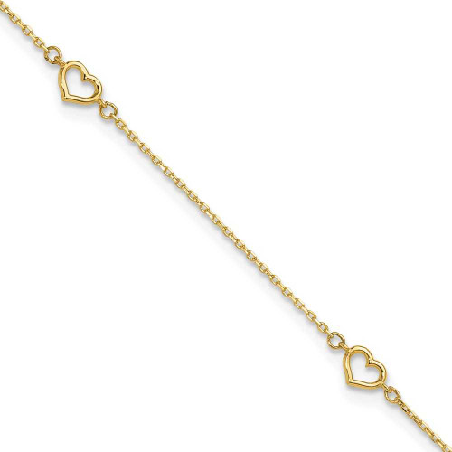 Image of 10"+1" 14K Yellow Gold Heart Anklet