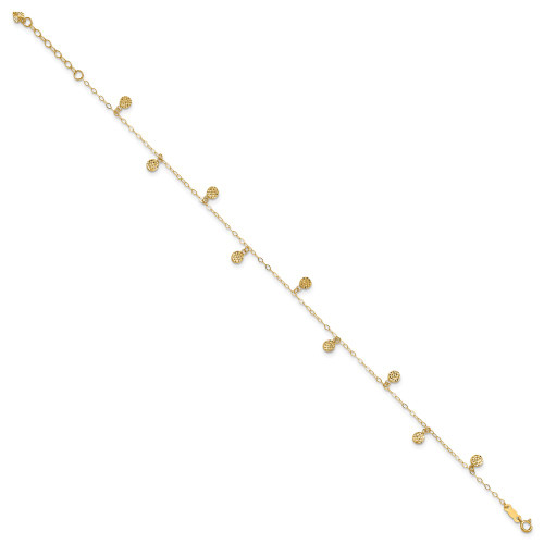 Image of 10"+1" 14K Yellow Gold Hollow Dangle Circle Anklet