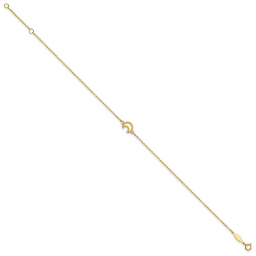 Image of 10"+1" 14K Yellow Gold Textured and Polished Moon Anklet