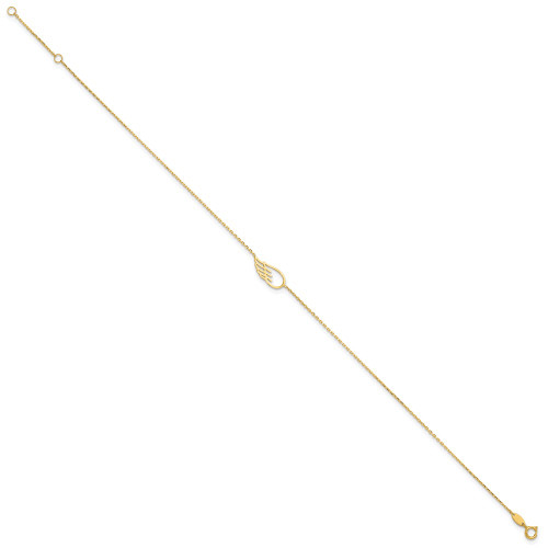 Image of 10"+1" 14K Yellow Gold Wing Anklet