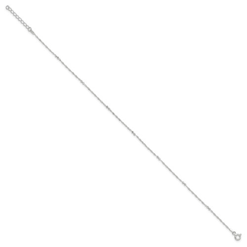 Image of 10"+1" Sterling Silver Double Bead Station Design Anklet
