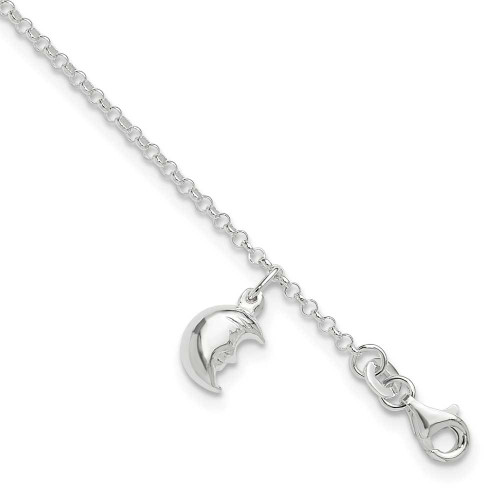 Image of 10"+1" Sterling Silver Moon Anklet