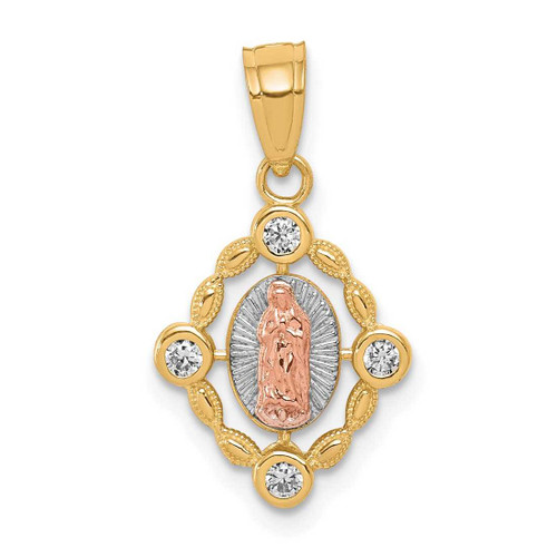 Image of 10k Rose & Yellow Gold Small Our Lady of Guadalupe w/ CZ Pendant