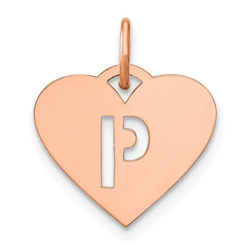 Image of 10K Rose Gold Heart Letter P Initial Charm