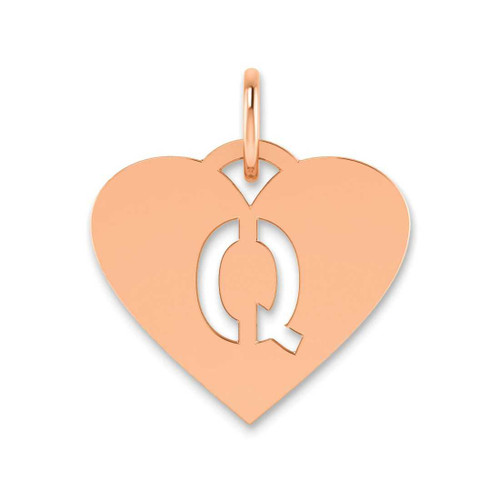 Image of 10K Rose Gold Heart Letter Q Initial Charm