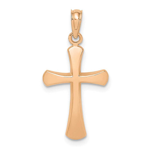 Image of 10K Rose Gold Polished Beveled Cross w/ Round Tips Pendant 10K8523R