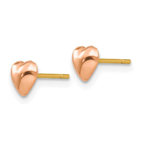 Image of 10k Rose Gold Polished Heart Post Earrings