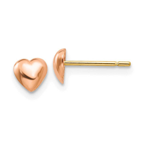Image of 10k Rose Gold Polished Heart Post Earrings