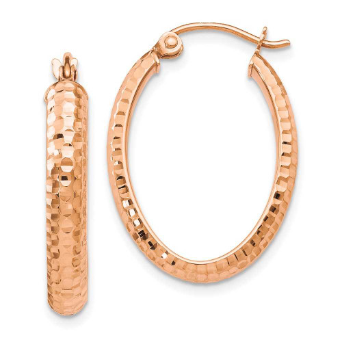 Image of 23mm 10k Rose Gold Shiny-Cut Oval Hinged Hoop Earrings