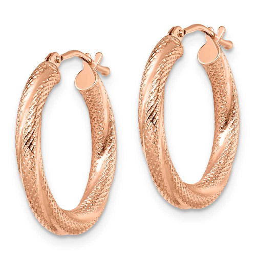 Image of 21mm 10k Rose Gold Textured Hinged Hoop Earrings