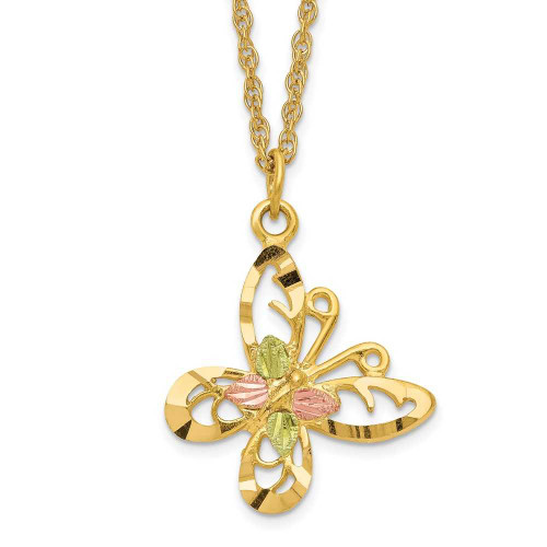 Image of 10k Tri-color Black Hills Gold Butterfly Necklace 10BH665-18