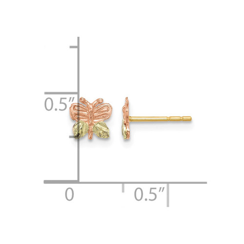 6.34mm 10k Tri-Color Black Hills Gold Butterfly Stud Earrings