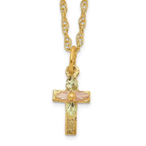 Image of 10k Tri-Color Black Hills Gold Cross Necklace 10BH703-18