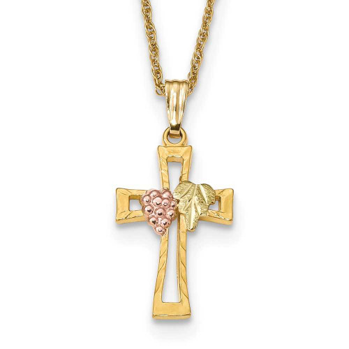 Image of 10k Tri-Color Black Hills Gold Crucifix Necklace