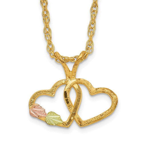 Image of 10k Tri-Color Black Hills Gold Double Heart Necklace