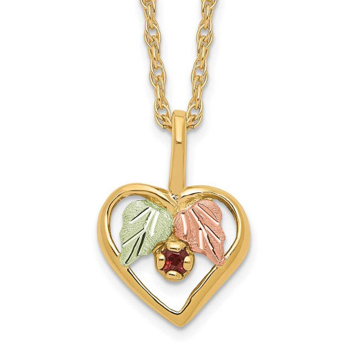 Image of 10k Tri-Color Black Hills Gold Heart Garnet Necklace