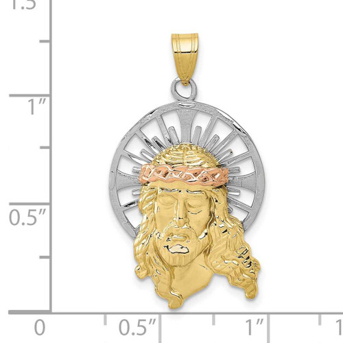 Image of 10K Tri-color Gold Diamond-cut Christ Pendant 10D3703