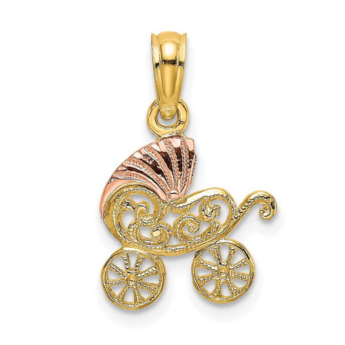 Image of 10K Two-tone Gold Baby Carriage w/ Visor Pendant