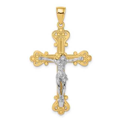 Image of 10K Two-tone Gold Engraved Crucifix Pendant