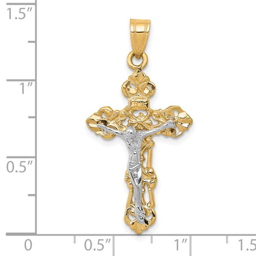 Image of 10K Two-tone Gold Fleur De Lis Crucifix Pendant