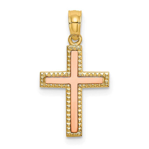 Image of 10K Two-tone Gold Polished Cross Pendant