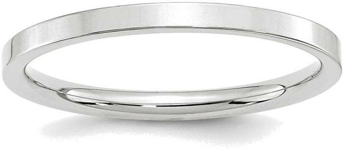 Image of 10K White Gold 2mm Standard Flat Comfort Fit Band Ring