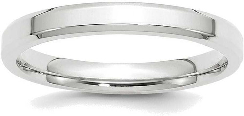 Image of 10K White Gold 3mm Bevel Edge Comfort Fit Band Ring