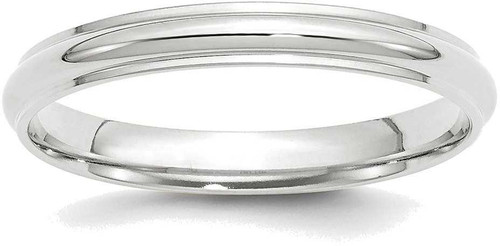 Image of 10K White Gold 3mm Half Round with Edge Band Ring