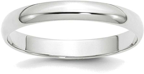 Image of 10K White Gold 3mm Lightweight Half Round Band Ring