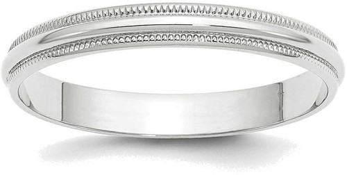 Image of 10K White Gold 3mm Lightweight Milgrain Half Round Band Ring